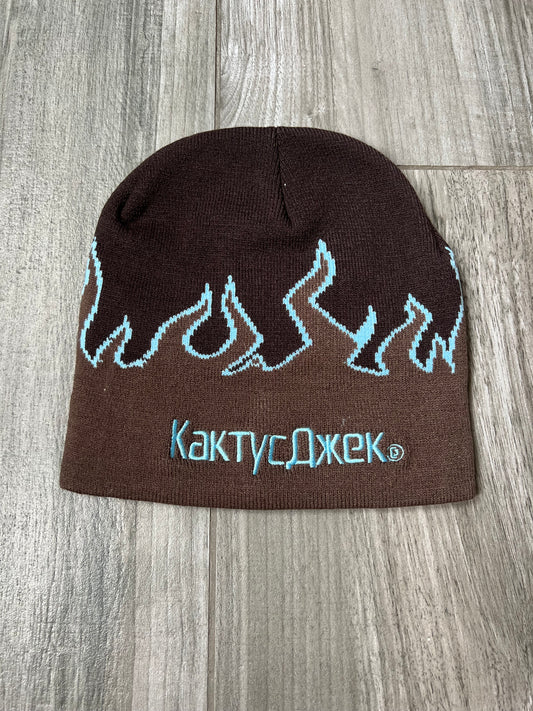 Travis Scott Cactus Jack Flame Logo Beanie Grey